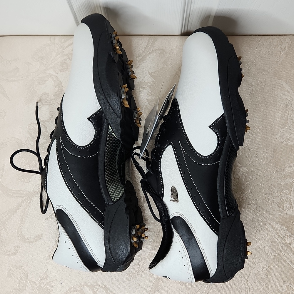 Mens Crocs Bite leather golf shoes soft cleat black white size 12 style 2207A - Picture 5 of 8